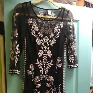 Black and white flower print dress